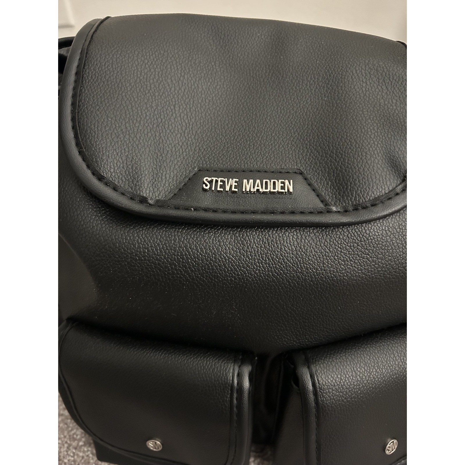 Steve Madden Bzelda Backpack Womens OS Black New Faux Leather Cargo Utility Bag
