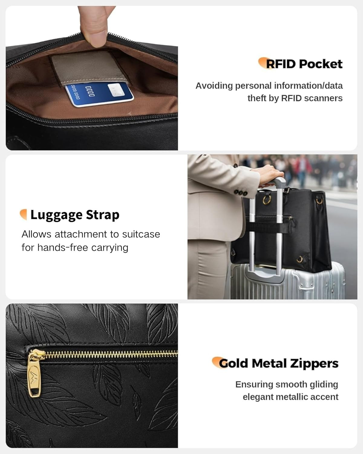 Convertible Briefcase Backpack 3 in 1 Tote Bag for 15.6″ Laptop