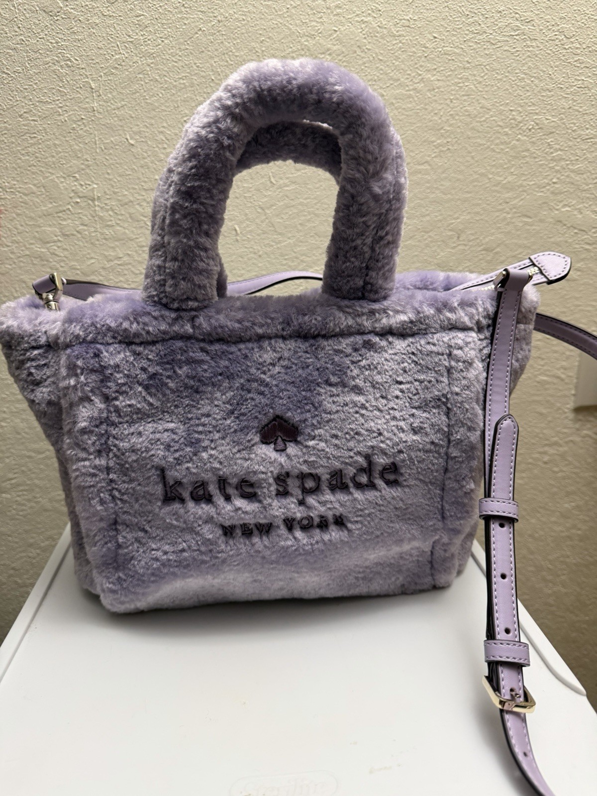 Kate Spade Small Purple Fur Top Handle Satchel