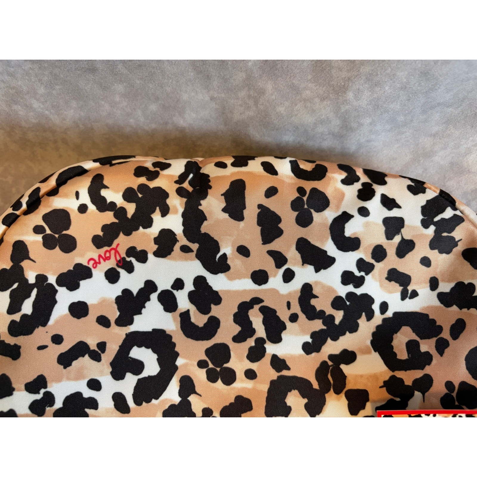 Brighton Spotted Love Swing Bag Leopard Print Nylon Crossbody Red Accent NWT