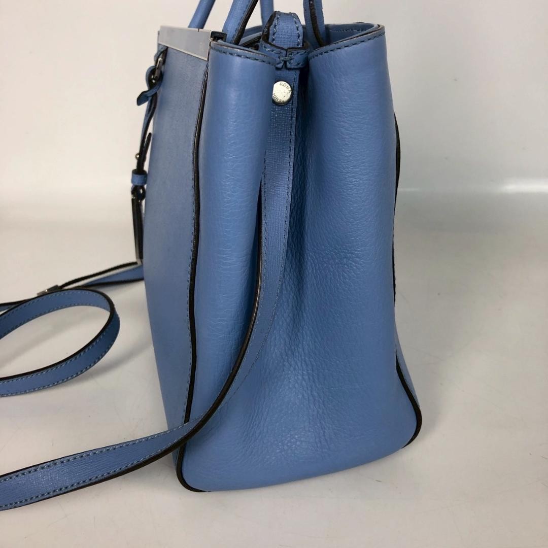 Fendi Petit 2Jours 2-Way Handbag Shoulder Bag Blue Leather Versatile