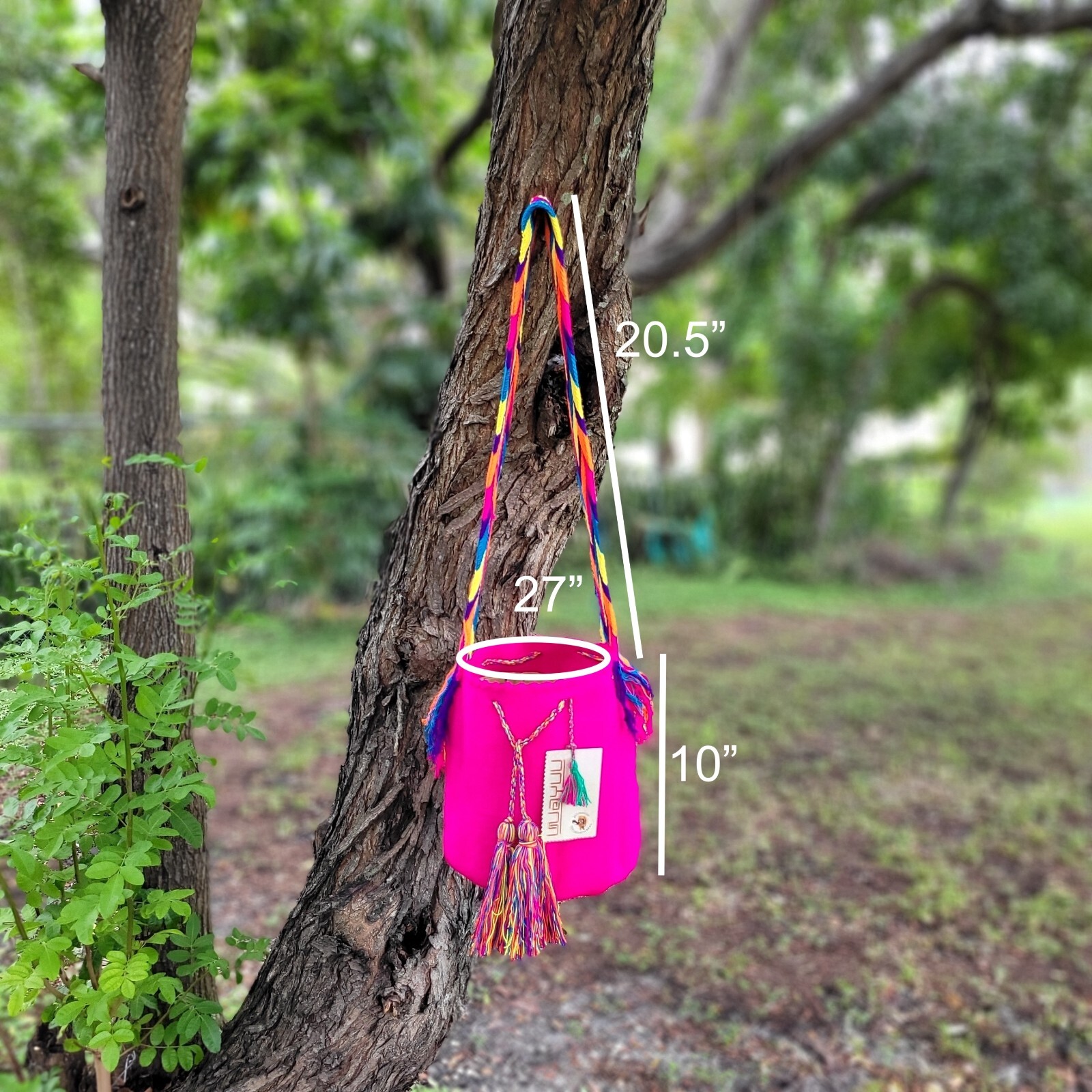 NWT Colombian Large Handmade Wayuu Mochila Bag Solid Casual Top Quality FUCHSIA