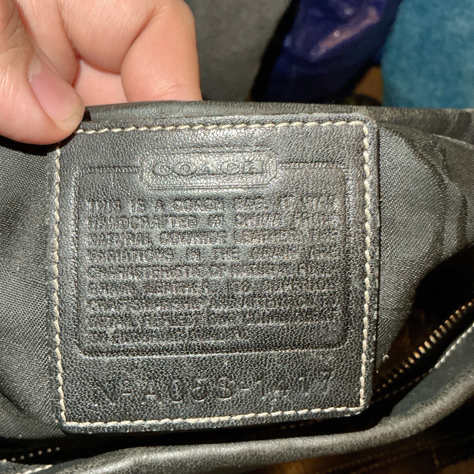 Coach Tote Bag Black Solid Leather with Printed Detail