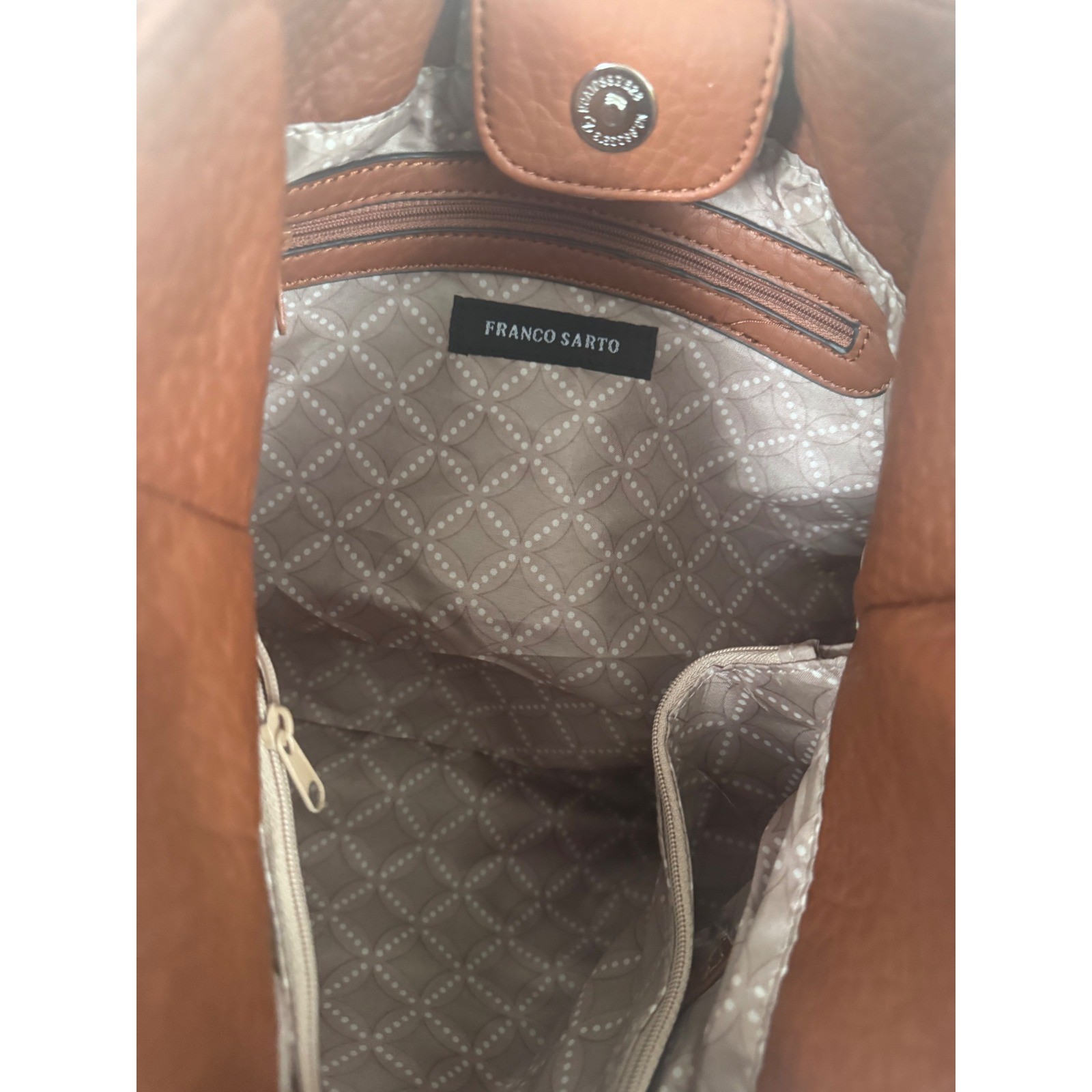 Franco Sarto Karla Luggage Brown Pebbled Faux Leather Shoulder Bag FS2091