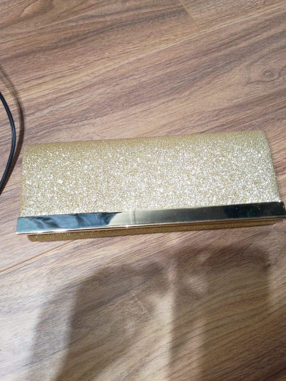 Lulu Townsend Gold Glitter Clutch Bag Carry Bag Evening Purse