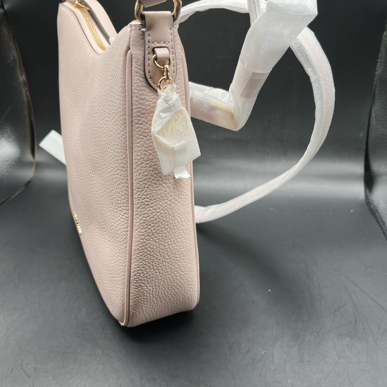 Michael Kors Nayla Medium Satchel Pebble Leather Crossbody Bag Pink Blossom/gold