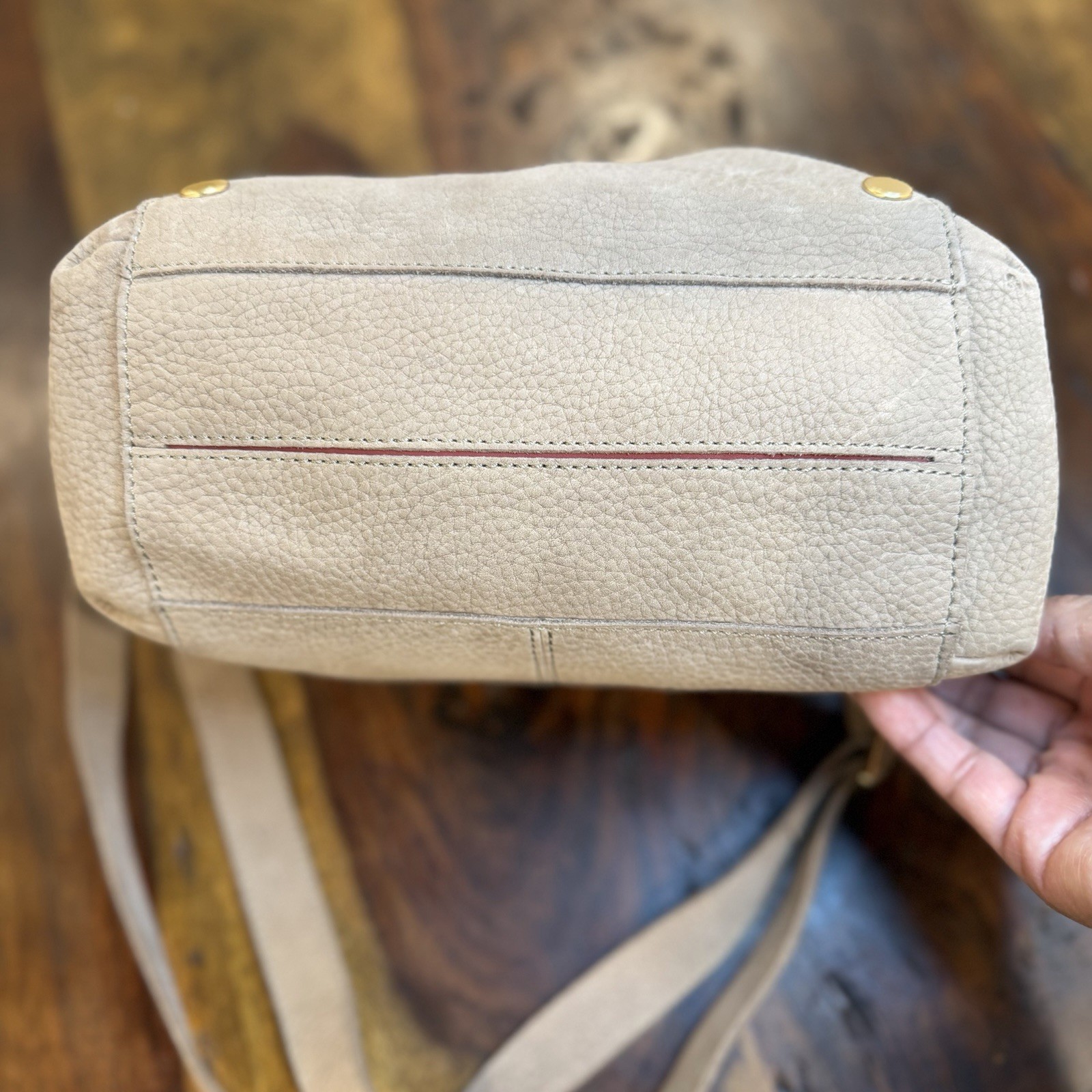 Hammitt Bryant Medium Pewter Pebble Leather Shoulder Bag Brushed Gold Hardware