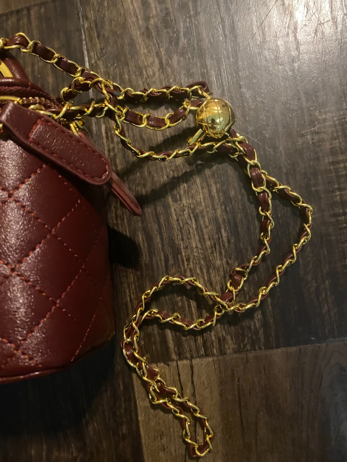 New Mini Burgundy Quilted Box Bag – Purse Handbag w/Gold Zipper & Accents
