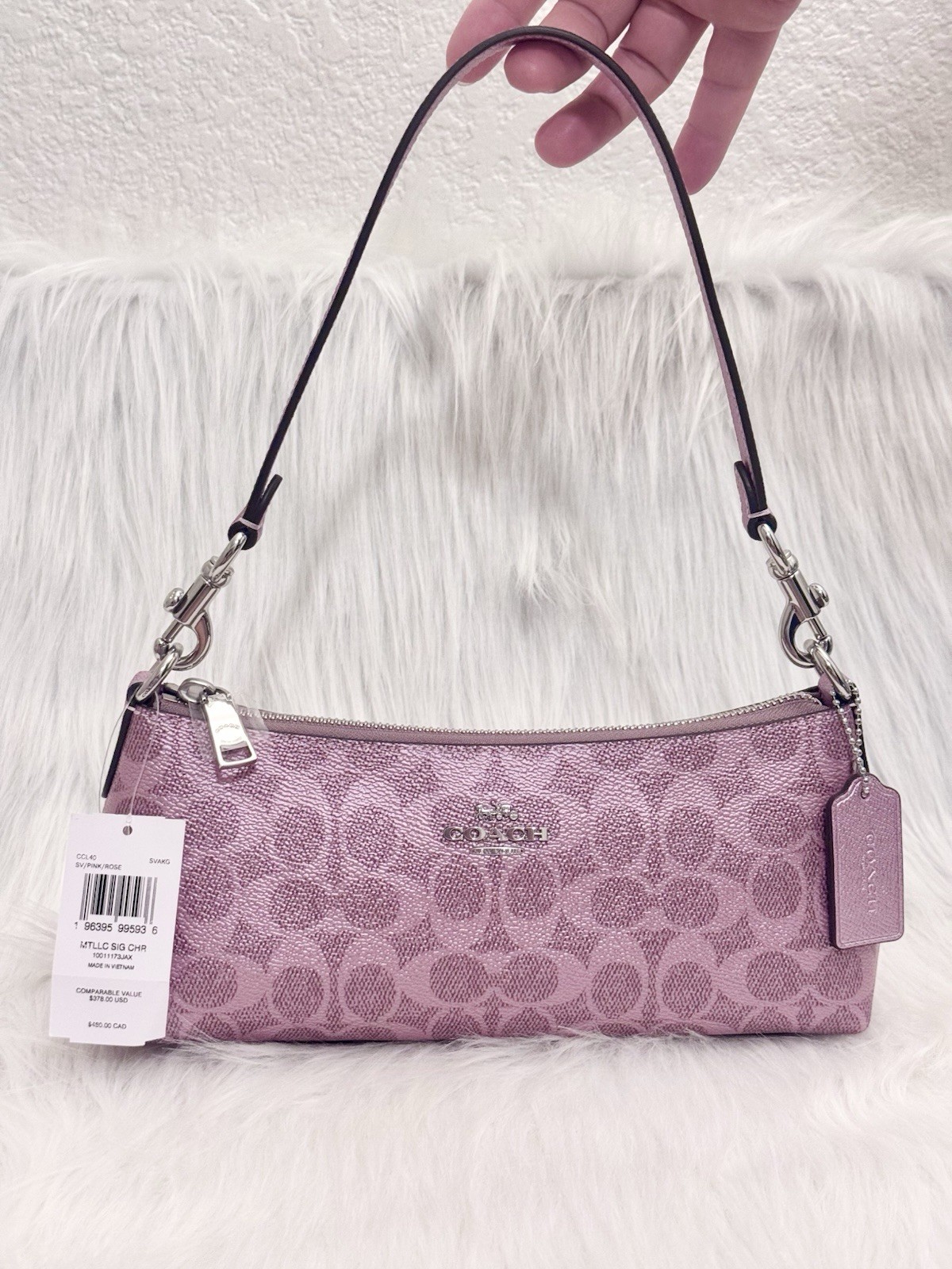 Coach Charlotte Shoulder Bag In Signature Canvas CCL40 Pink/Rose NWT