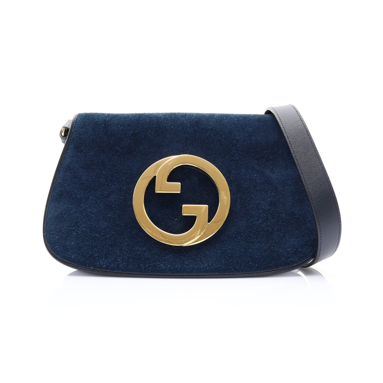 GUCCI Blondie Shoulder Bag Suede Blue (No Metal Strap) 699268