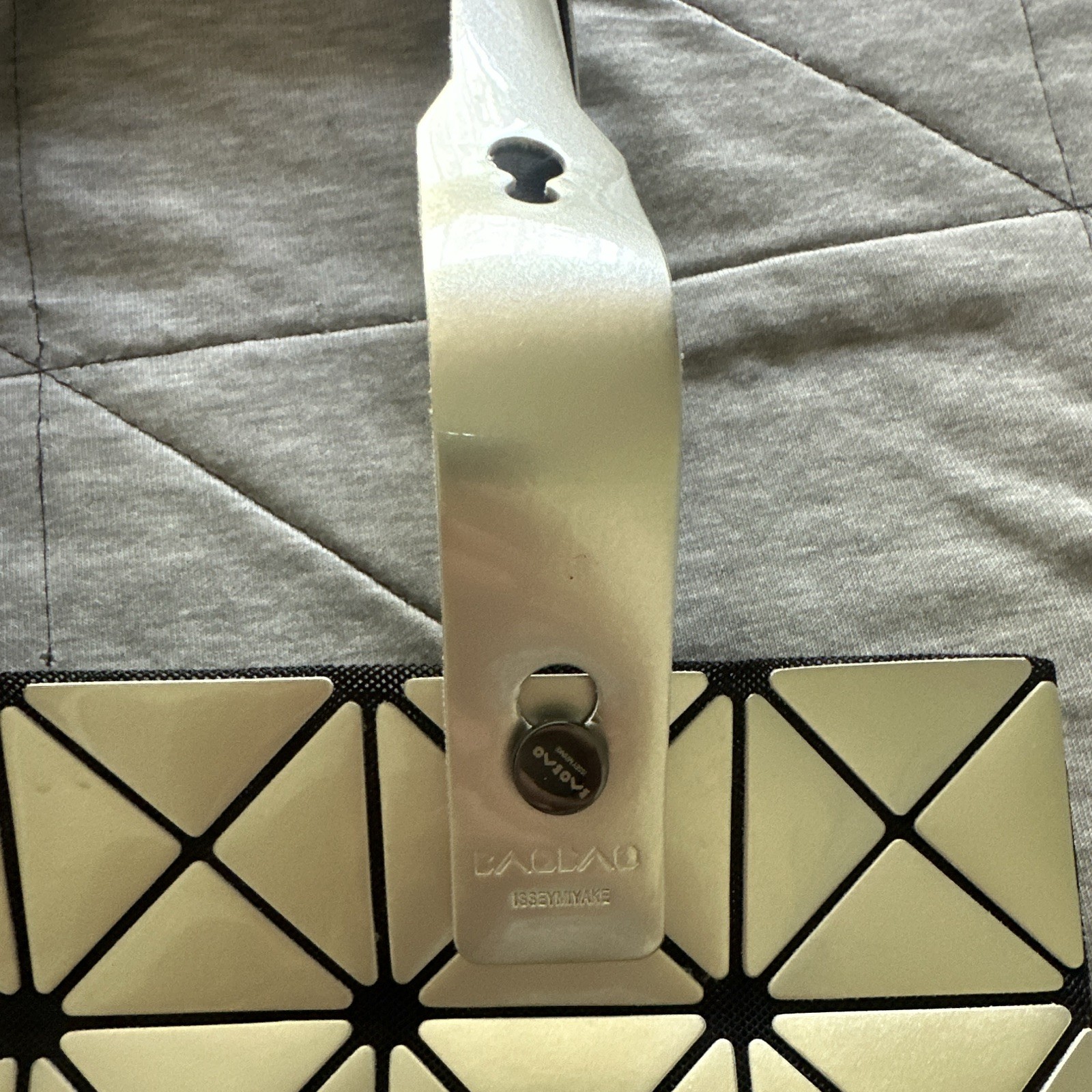 Bag Geometric Ivory Zip Tote, Detachable Strap,Pockets