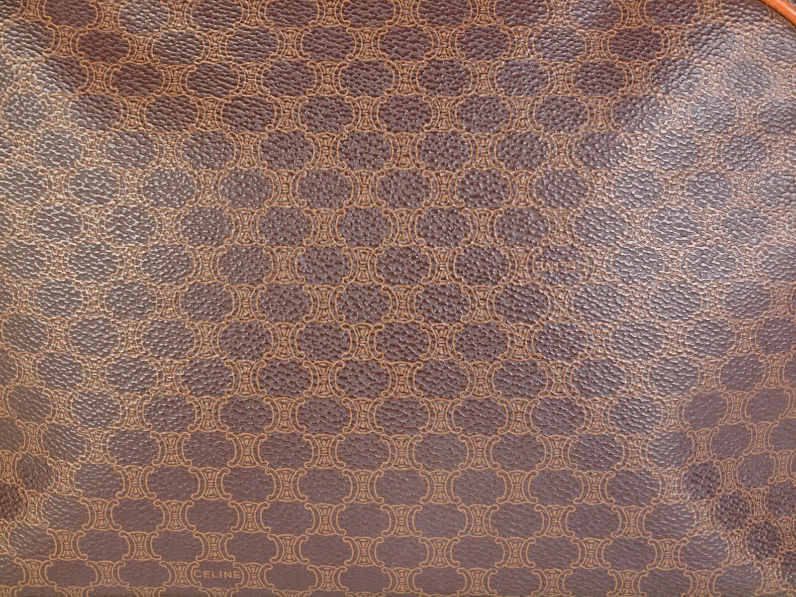 CELINE Paris Macadam Pattern Leather Brown Hand Bag Purse Good Italy MC97/2