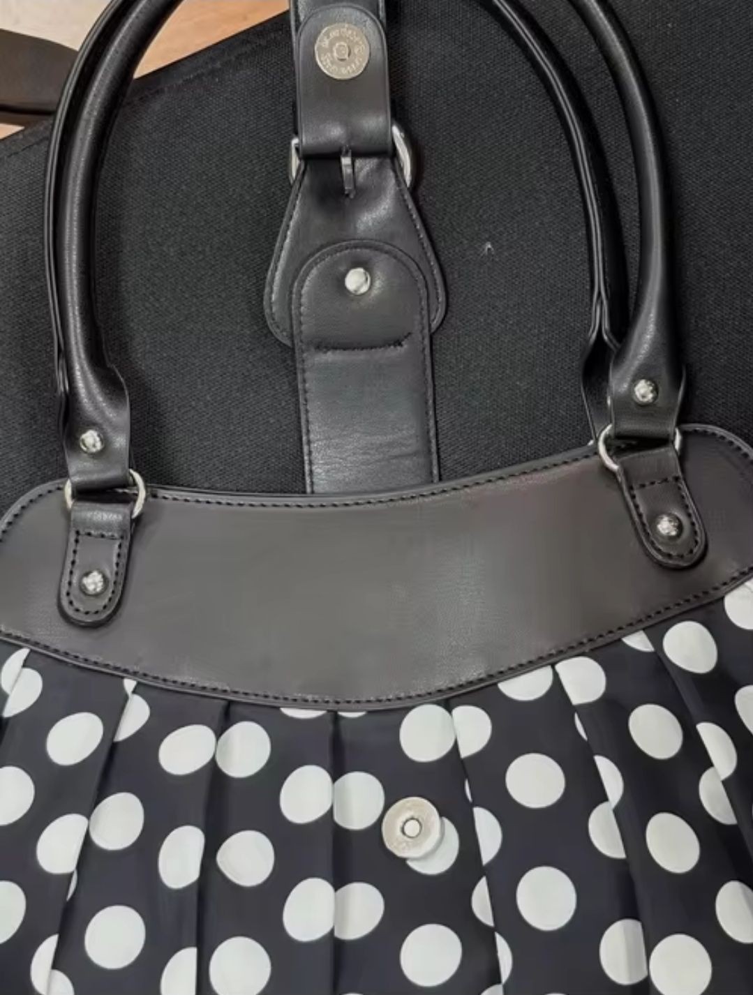 Vintage Polka Dot Buckle Satchel Handbag