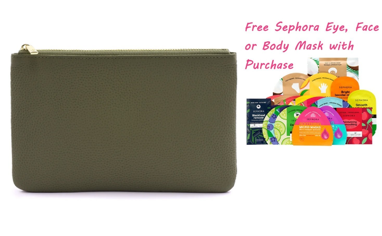 Dress Up Your Purse MINI ‘M’ Case Togo Leather Zipped Pouch Olive