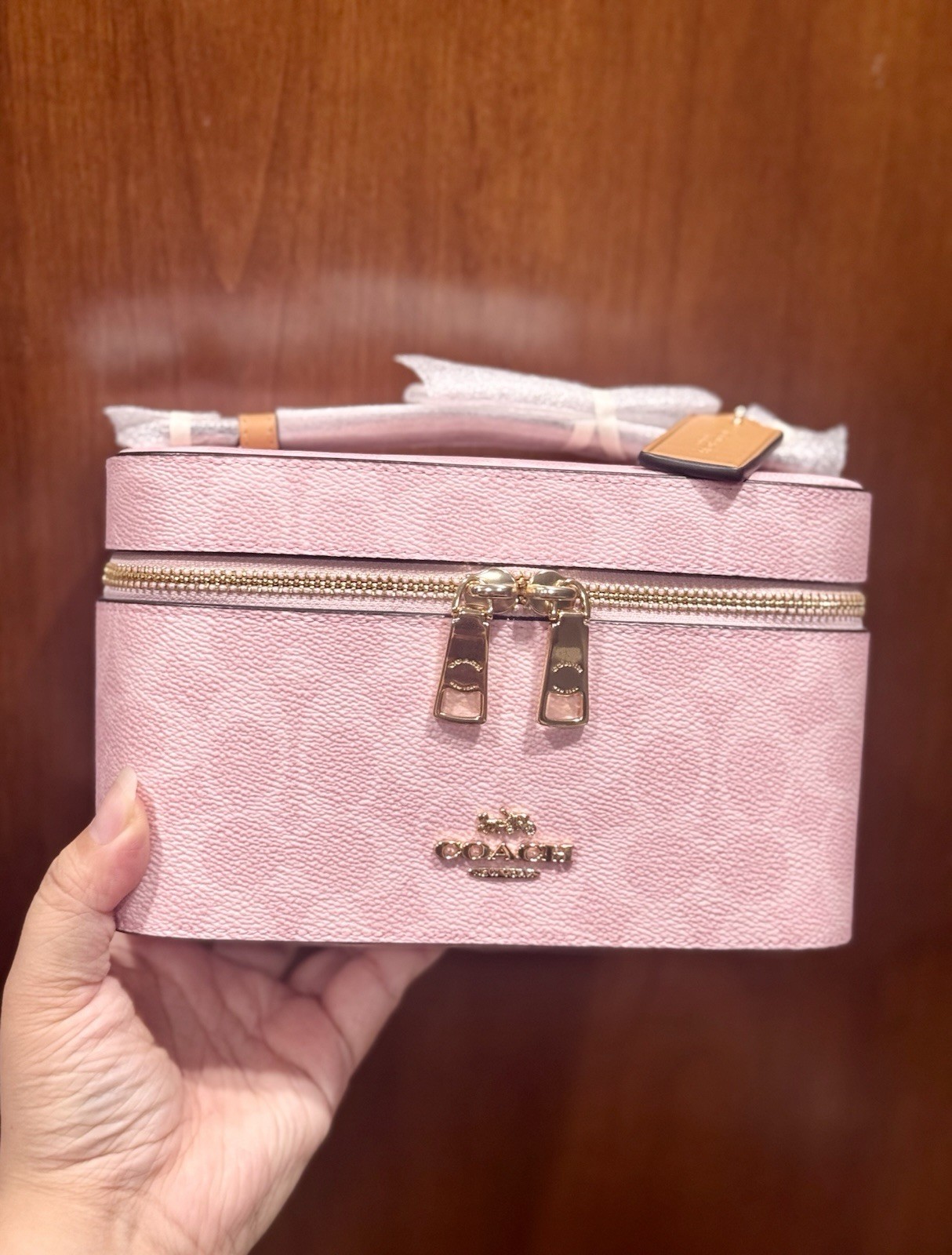 NWT Coach Cosmetic Case In Signature Canvas Powder Pink CEA56