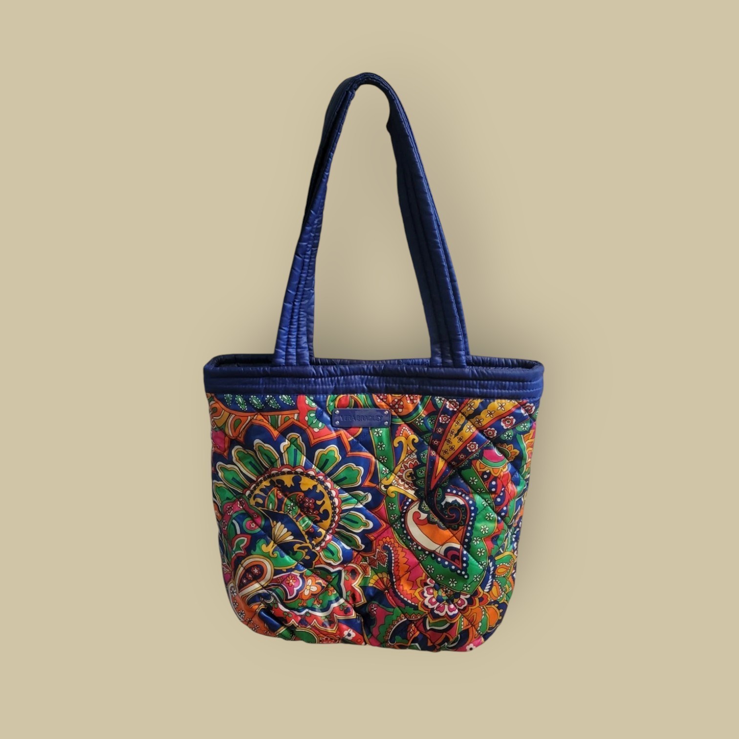 Vera Bradley–Puffy-Reversible-Tote-Venetian Paisley-Dk Navy Blue-Quilted Bag