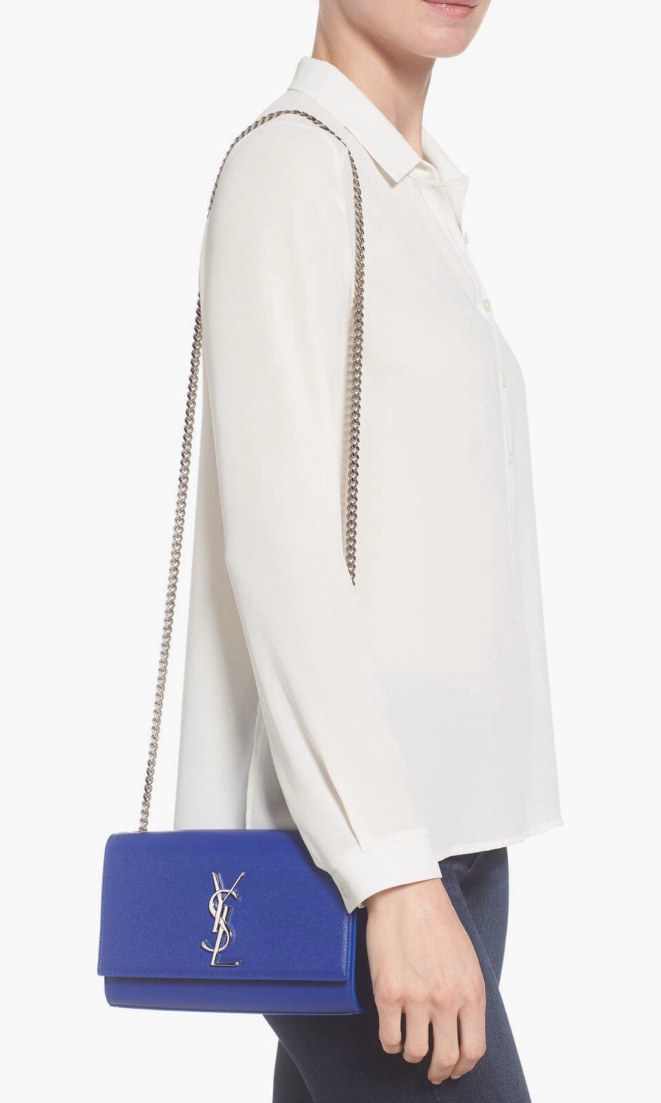 AUTH BRAND NEW $2100 YSL Saint Laurent Small Kate Grained Leather Crossbody Bag