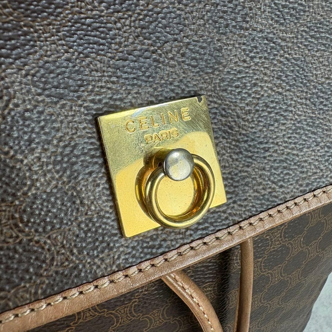 CELINE Macadam Trionf Vintage Brown PVC Leather Backpack Authentic