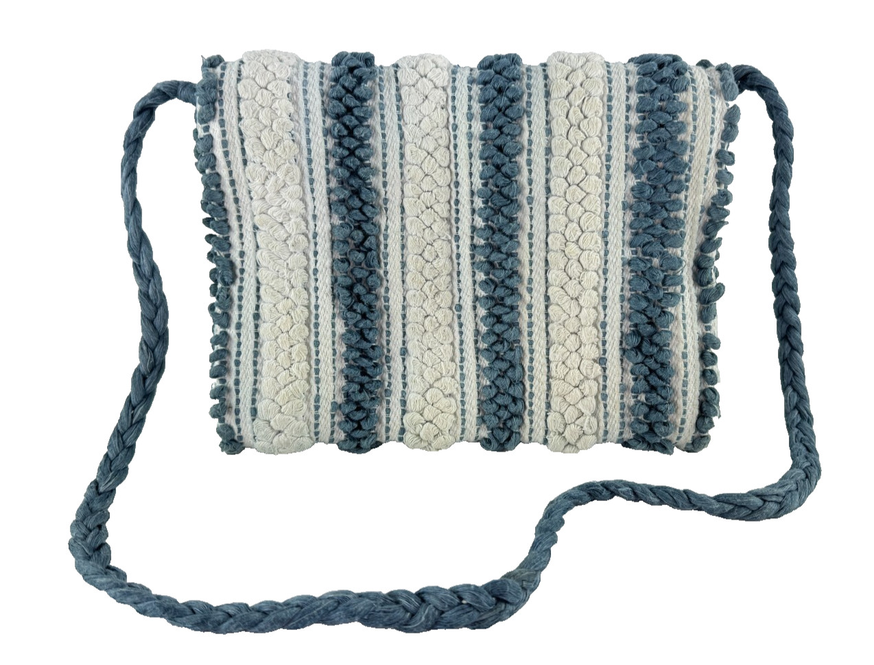 Antonello Tedde Blue White Organic Cotton Linen Hand Made Shoulder Bag Clutch