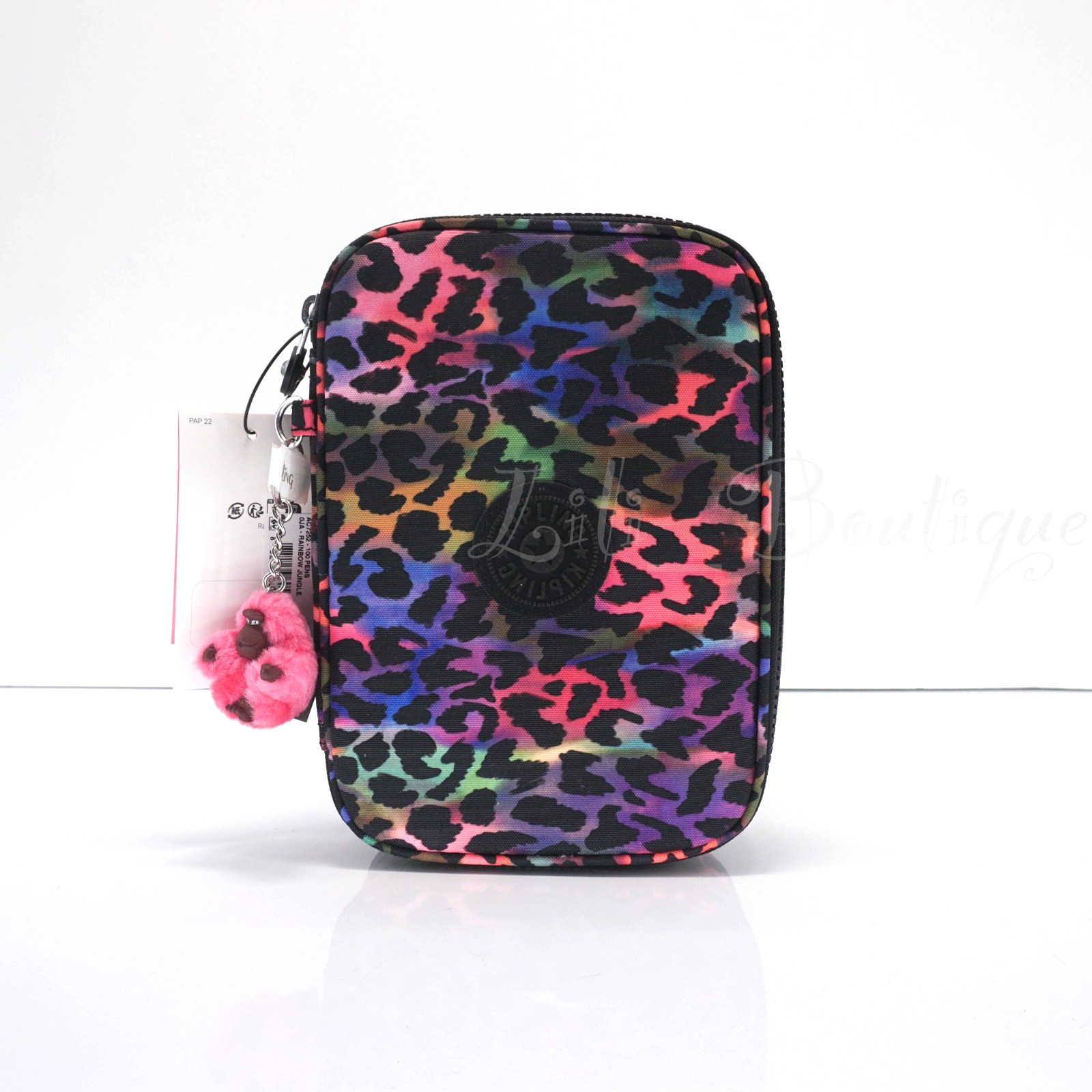 Kipling 100 Pens Case Pencil Accessory Polyester AC7252 Rainbow Jungle NWT $54