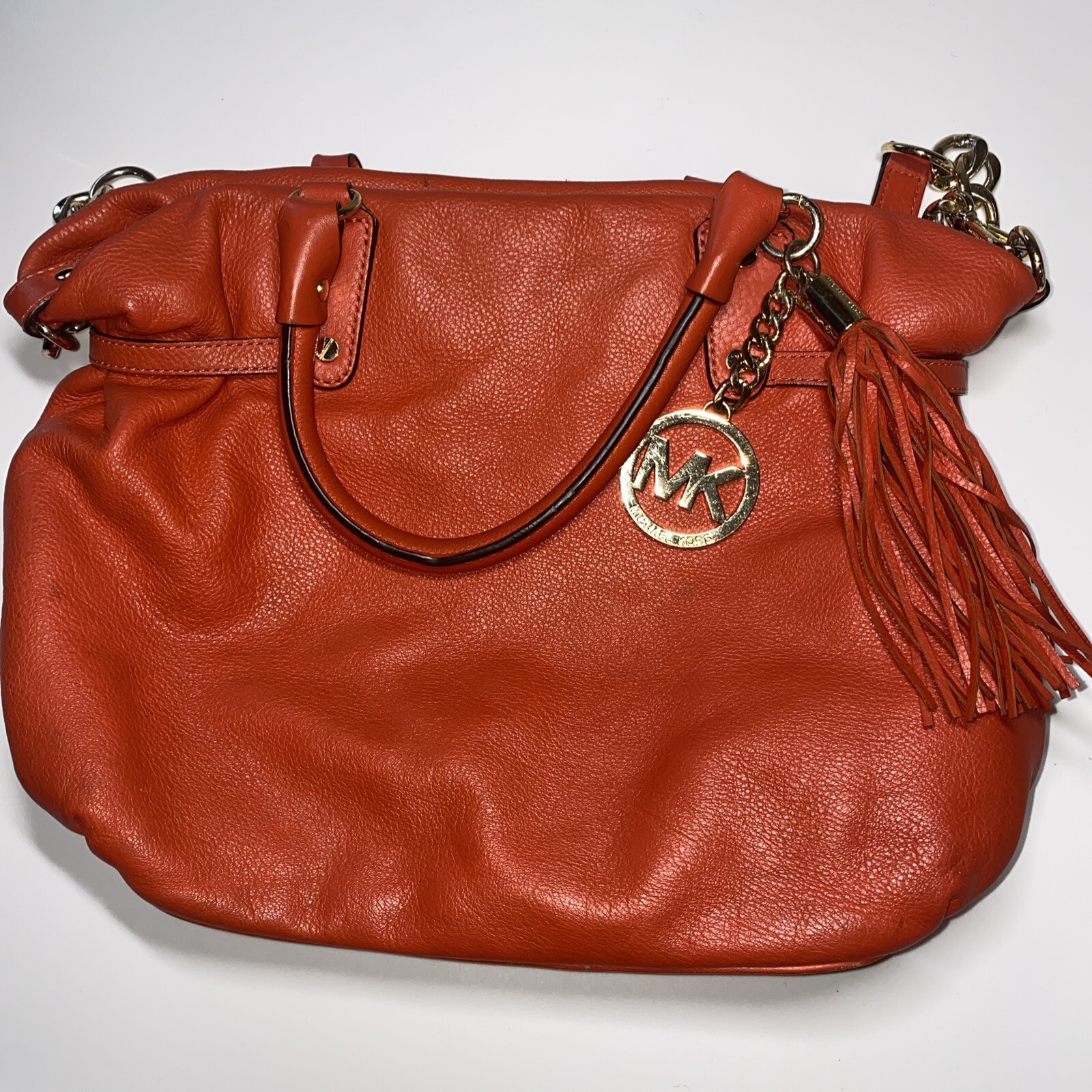 Michael Kors Crossbody Handbag Blood Orange With Tassel