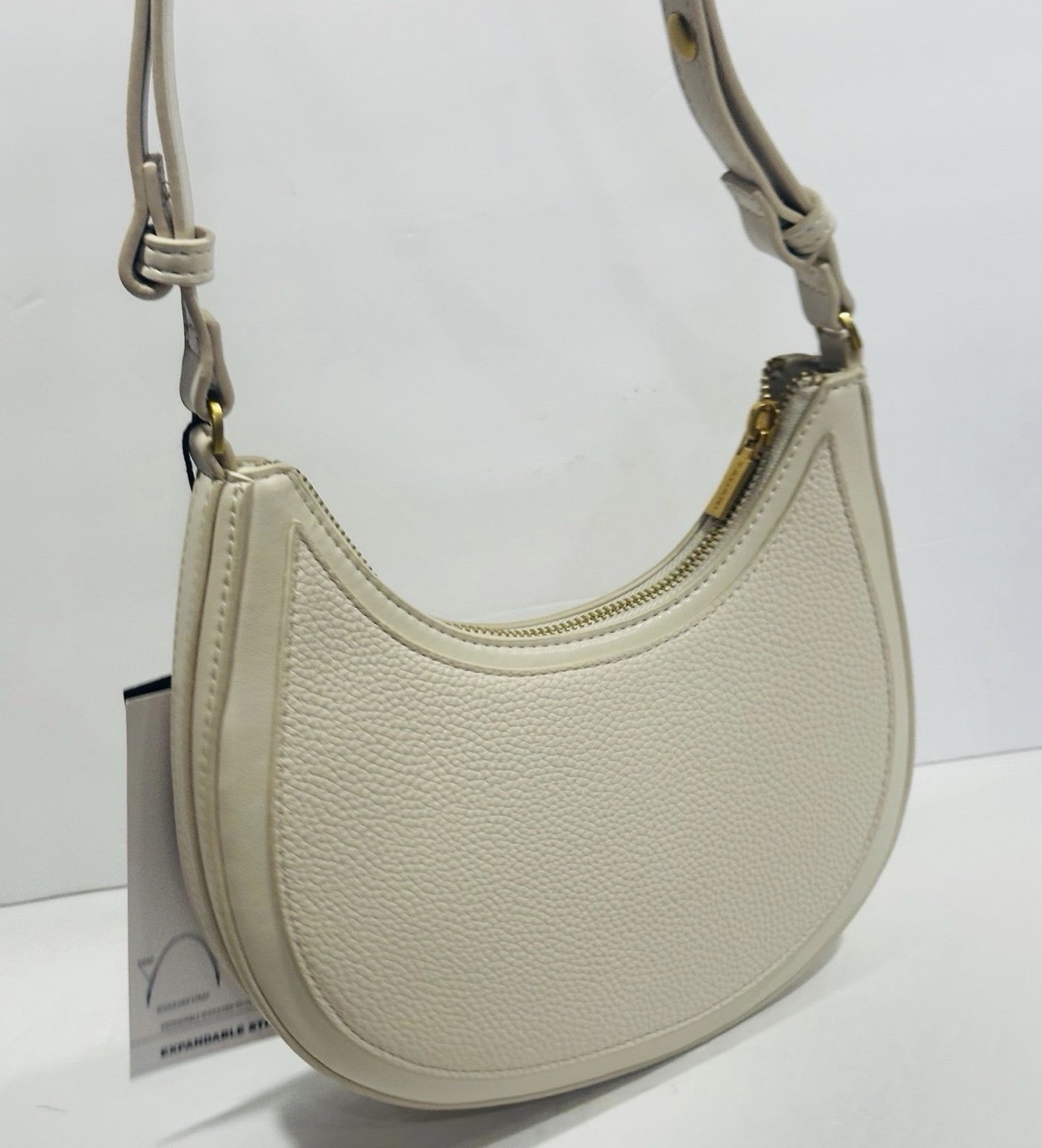 TAHARI Riverside Pebble Convertible Crescent Shoulder Bag Crossbody Natural NWT