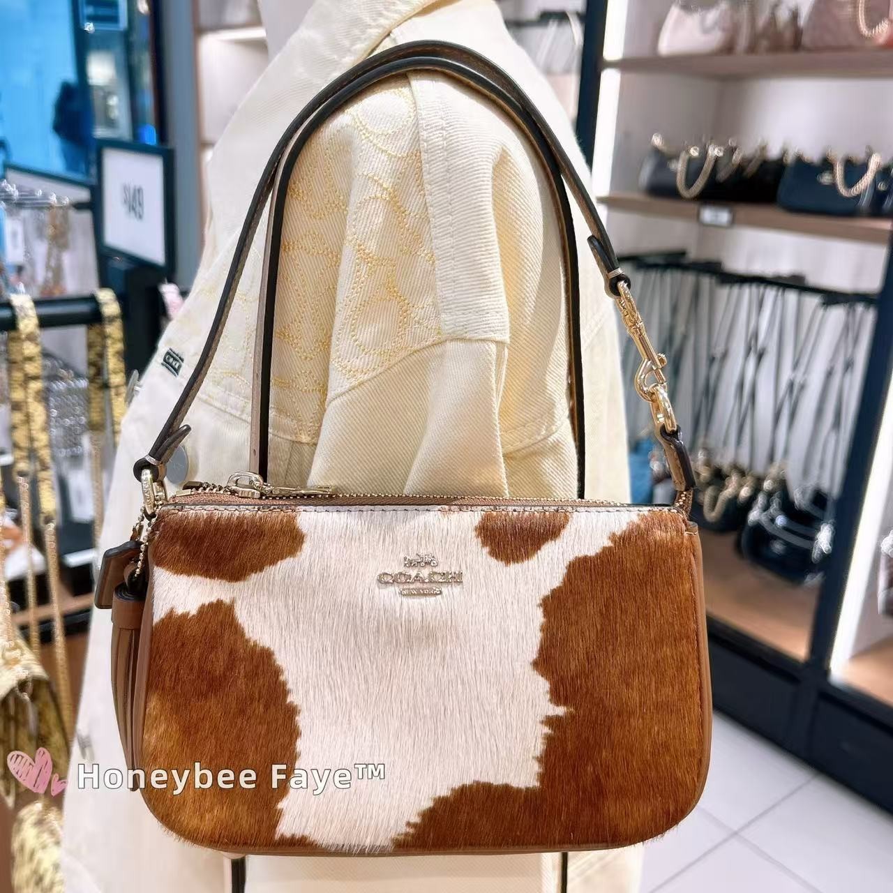 NWT Coach Nolita 19 In Haircalf With Cow Print CDW34
