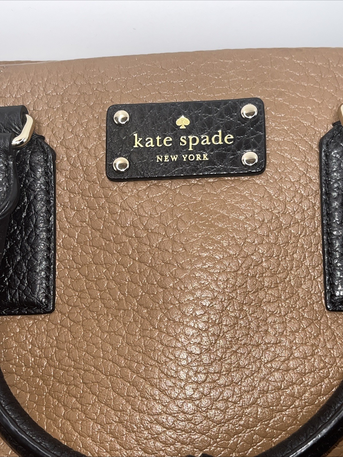 Kate Spade New York Brown/Black Pebbled Satchel Top Handle/adjustable Strap