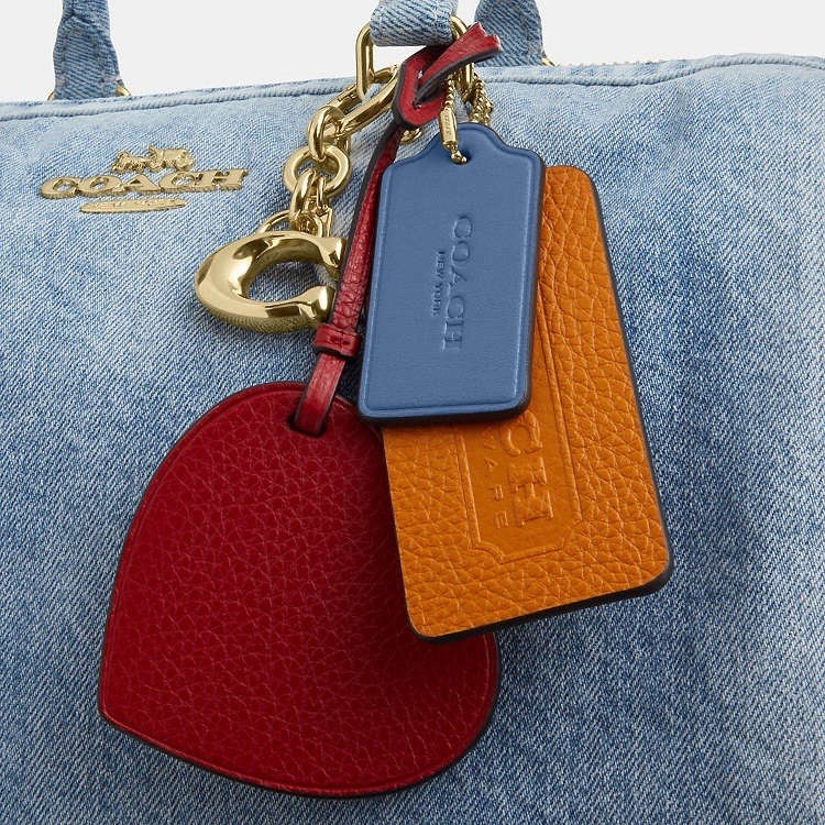 Coach CDY75 Rowan Large Satchel Bag In Loved Denim With Charms Light Indigo NWT