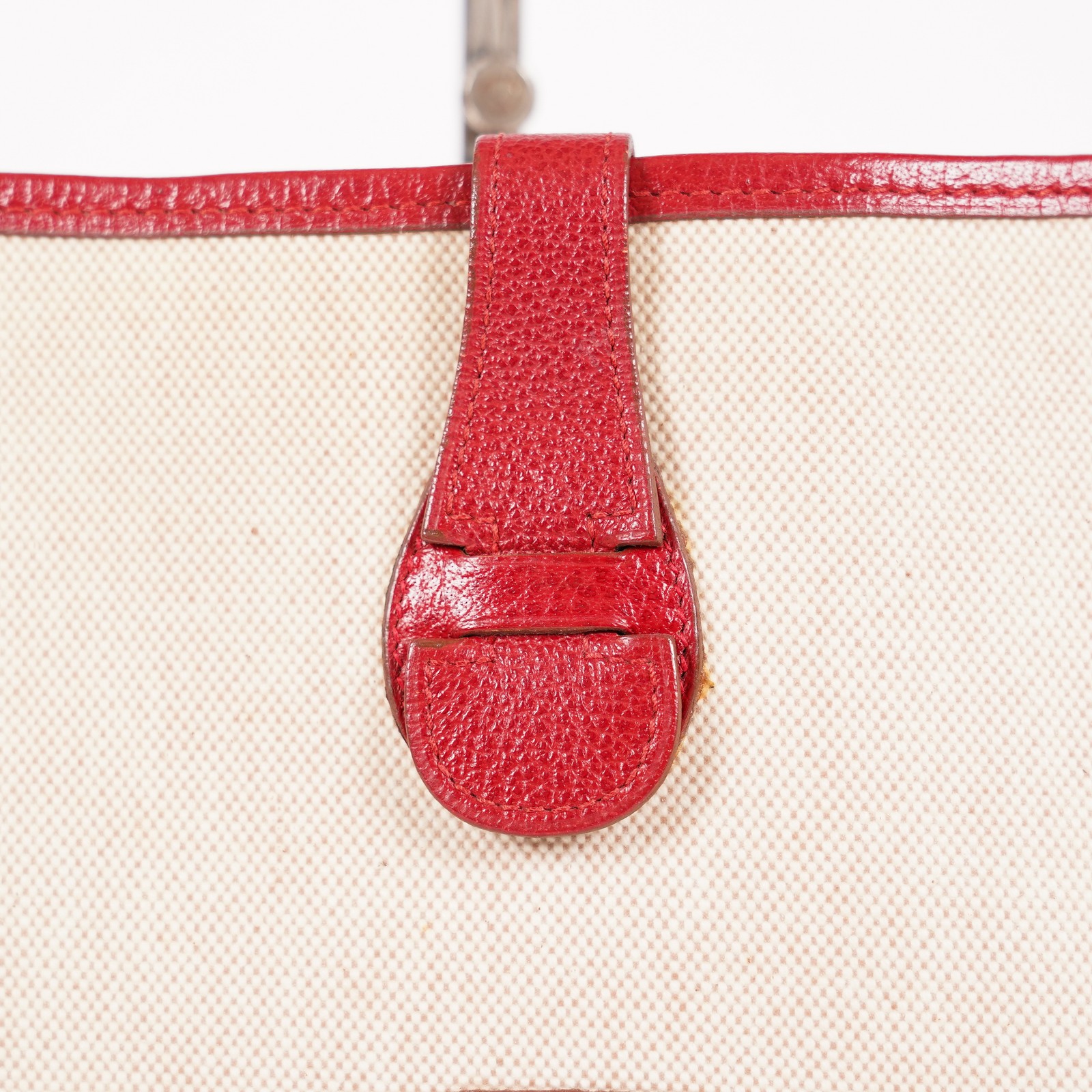 Hermes Rouge Red Taurillon Clemence Leather and Canvas Evelyne 06E0113310019