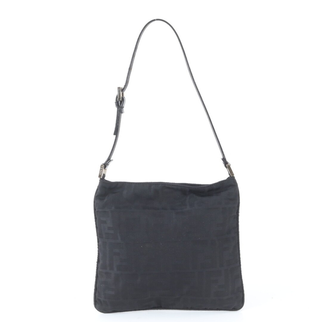 Fendi Zucca MM Shoulder Bag Leather Black EI33-8 FF Logo Mamma