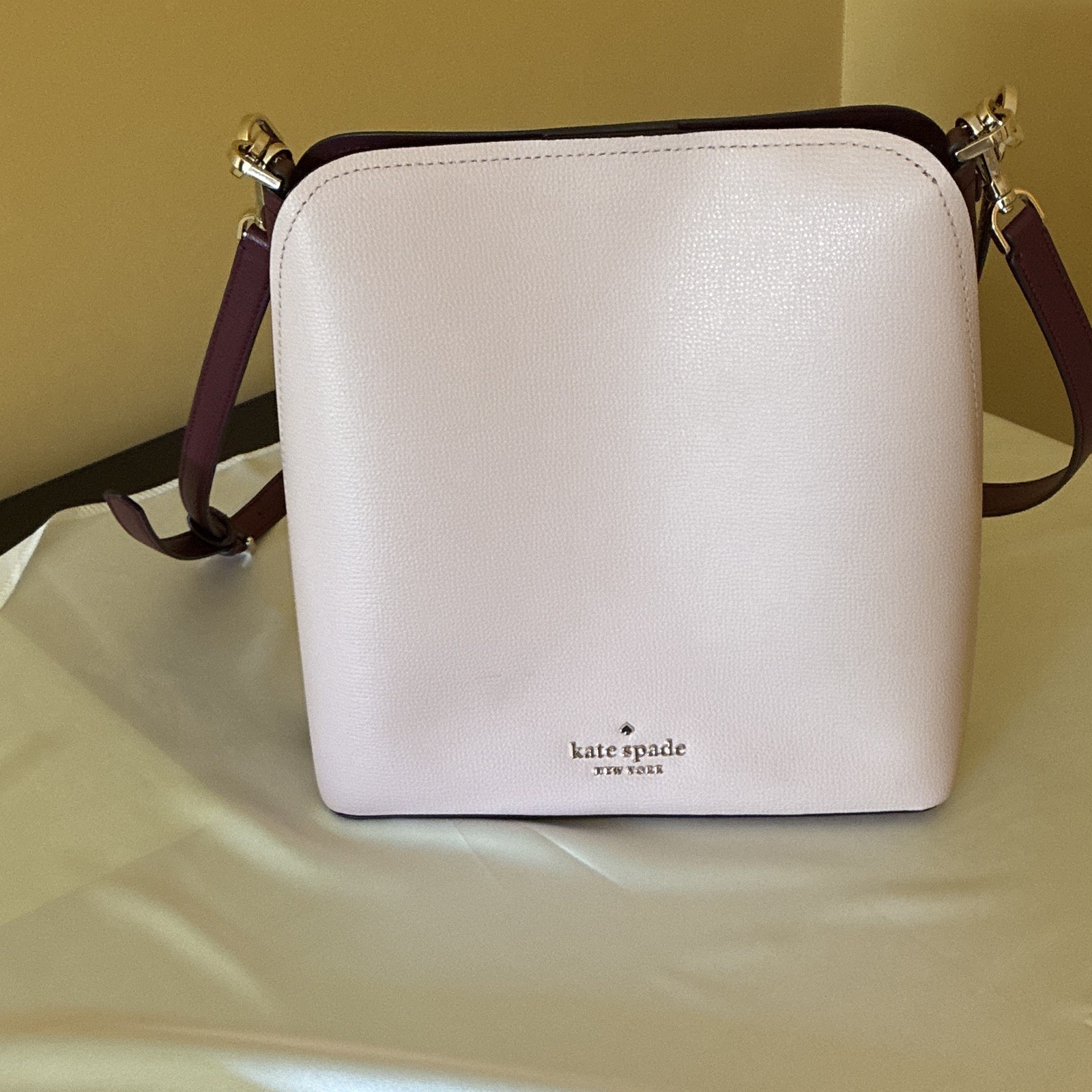 kate spade new york Pink/Burgundy Crossbody, Gold Hardware, Zip, Adjustable