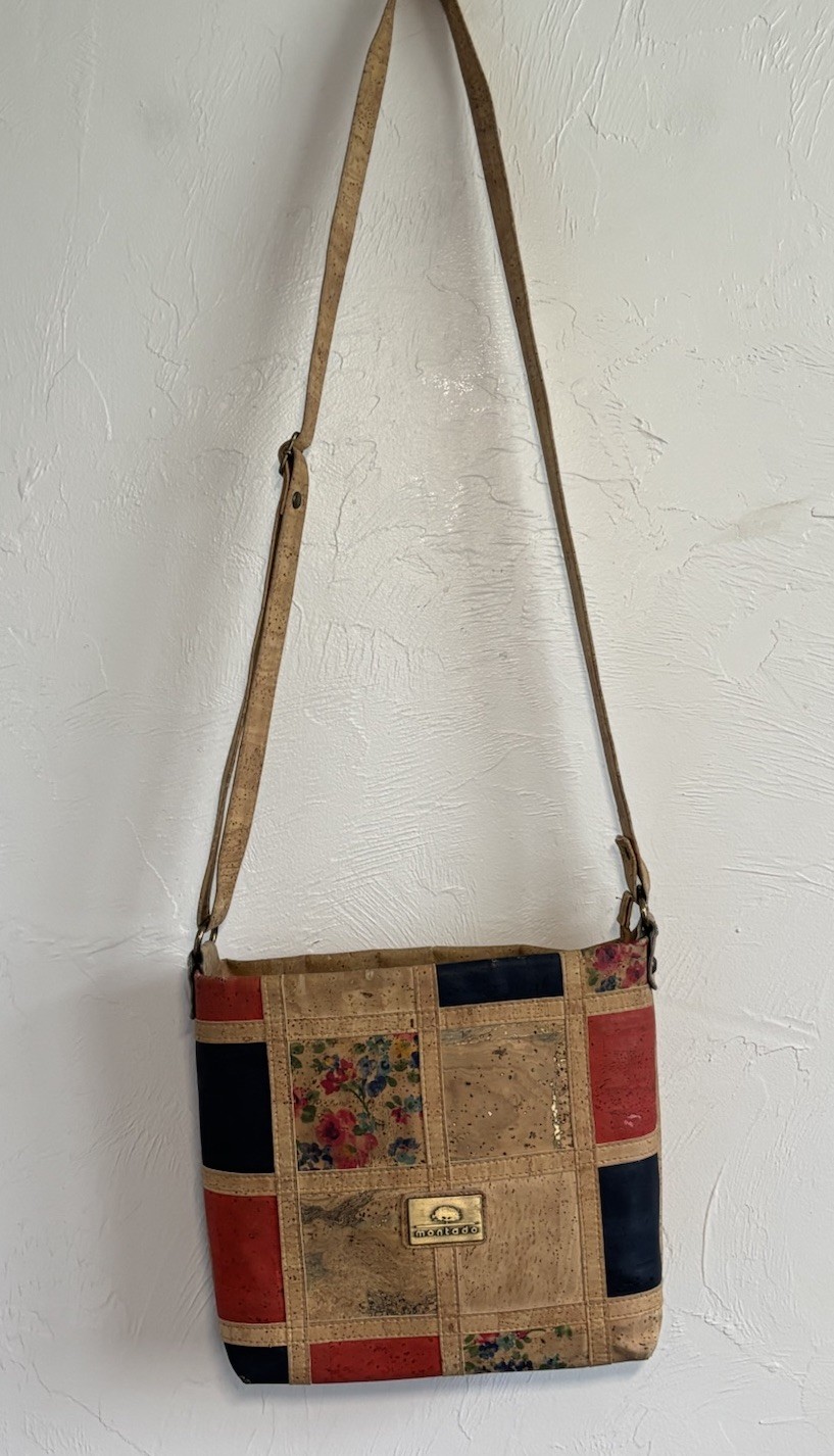Montado Cork Patchwork Shoulder Crossbody Bag Portugal Boho Chic Coastal