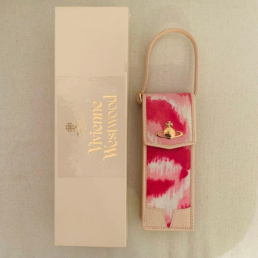 Vivienne Westwood Leopard Pouch Pink Auth about 7.09 × 6.54 × 1.18 inches
