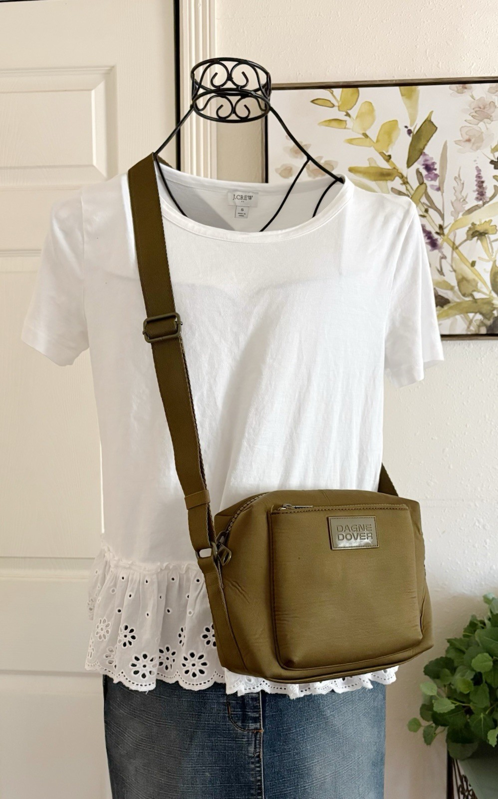 DAGNE DOVER Micah Olive Green Neoprene Crossbody Bag