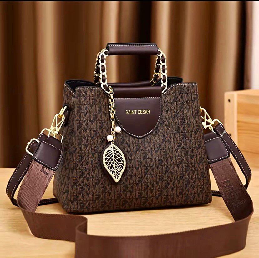 Women’s Brown Tote Handbag Crossbody Shoulder Bag 2 Straps Large Purse