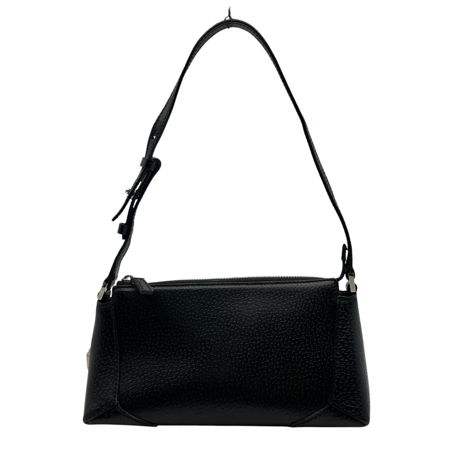 Authentic Salvatore Ferragamo Gancini Leather Accessory Pouch Mini Handbag Black