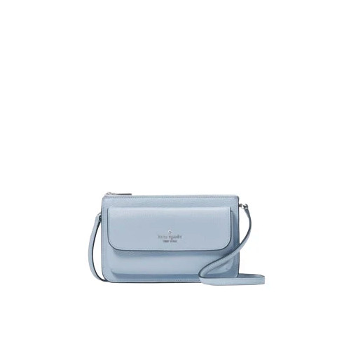 Kate Spade Leila Small Flap Crossbody Pebbled Leather – Muted Blue