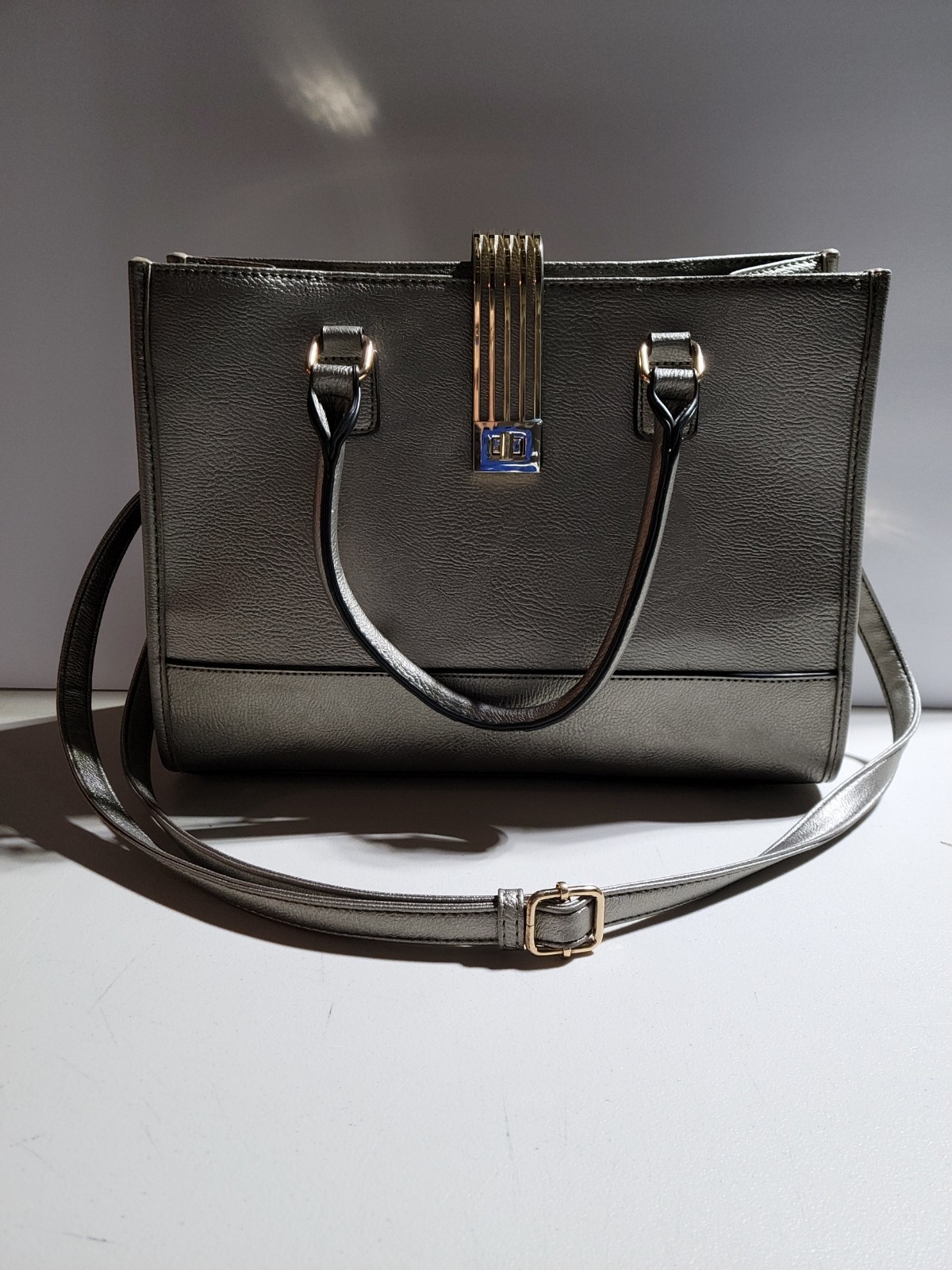 Large Silver Satchel Handbag