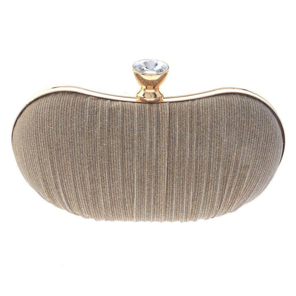 Gold Tone Metal Hardware Frame Gold Glitter Fabric Evening Clutch Bag TLX175-GLD