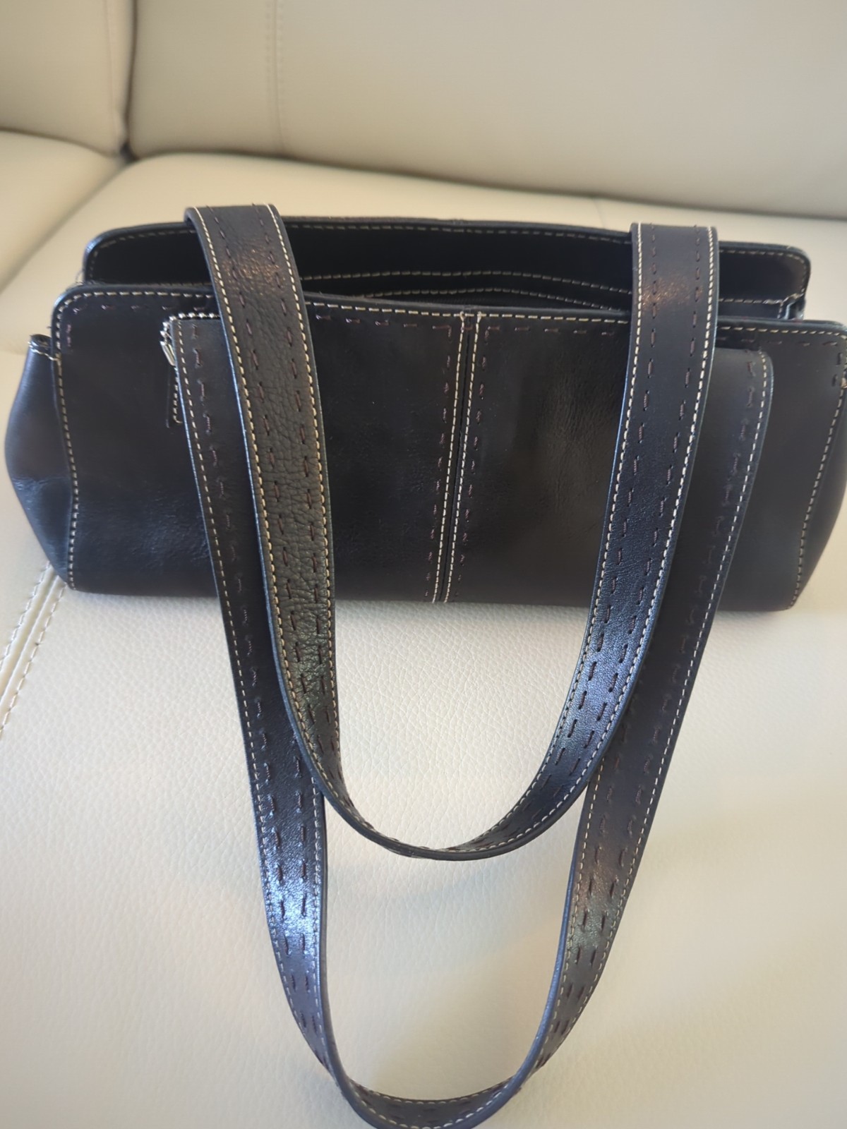 Fossil Black Leather “1954” Style Baguette Purse 12in longx 5in Tallx 4in Wide