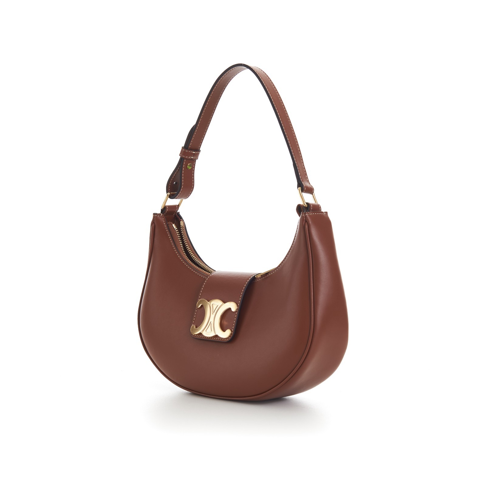 CELINE 2750$ New Medium AVA Triomphe Bag – Tan Brown Smooth Calfskin Auth