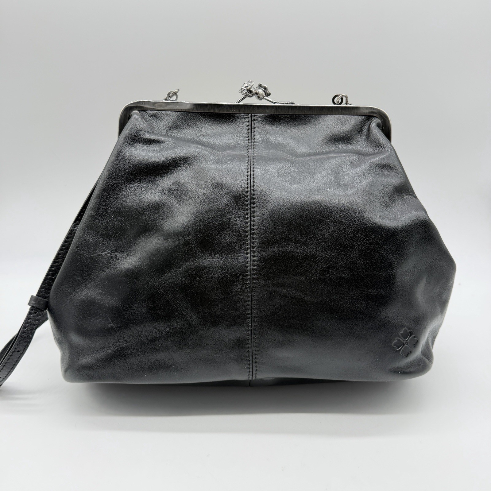 PATRICIA NASH Vivienne smooth leather large clutch crossbody + Dust bag Black