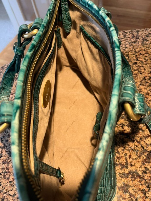 Brahmin Mini Asher Melbourne Genuine Leather green purse