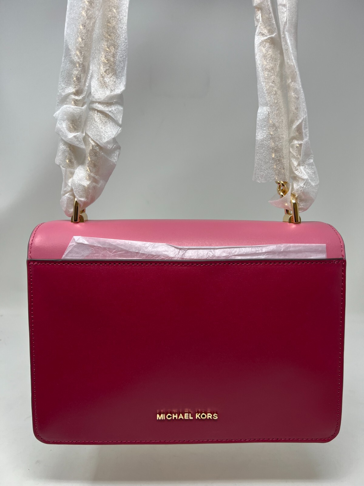 MICHAEL KORS JADE GUSSET LUGGAGE GOLD CHAIN CROSSBODY SHOULDER BAG /BERRY MULT