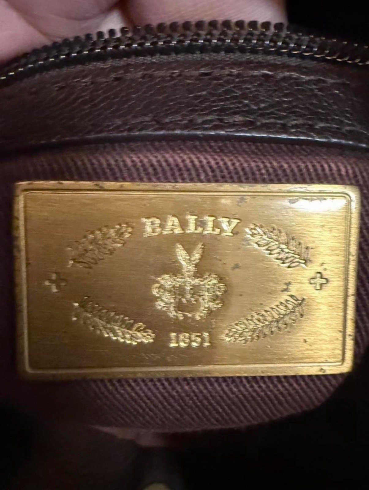 Bally Brown Crescent Hobo Shoulder Bag Top Handle Gold Chain Unique Closure Logo
