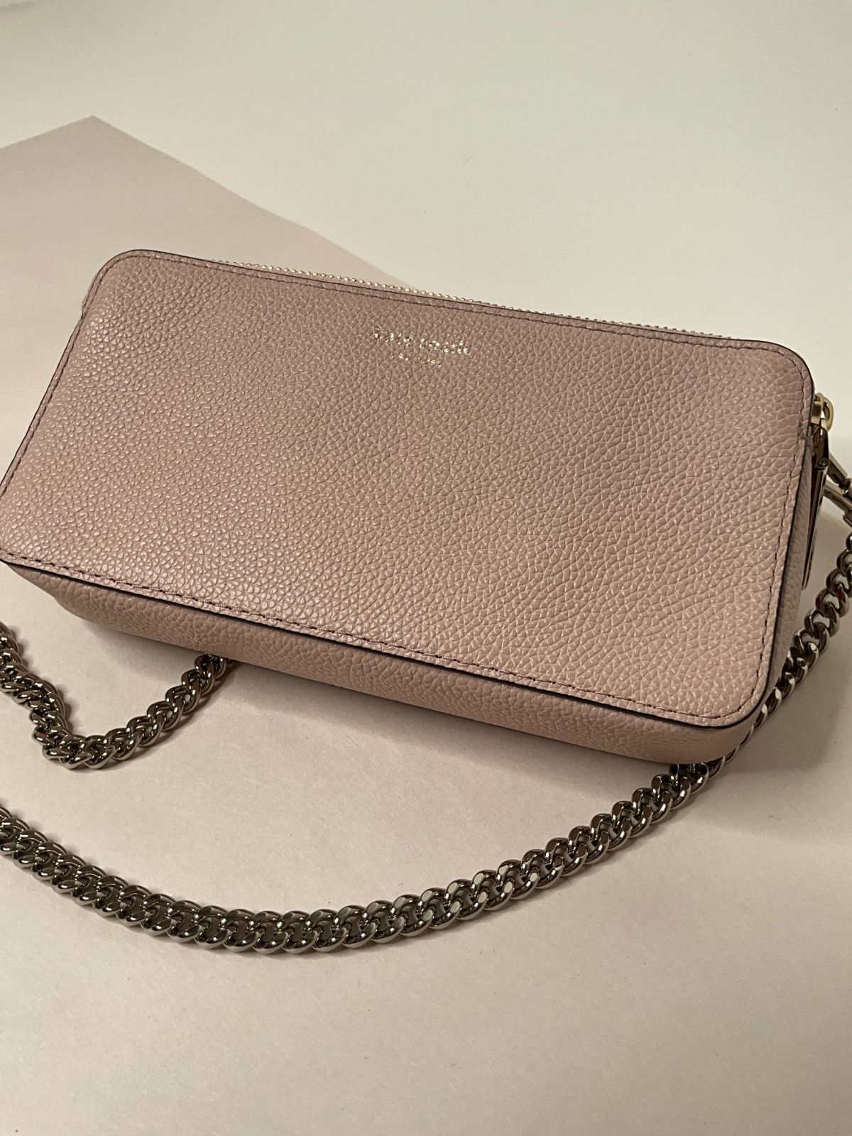 kate spade Pink Leather Mini Crossbody Purse Detachable Chain Strap Clutch Bag