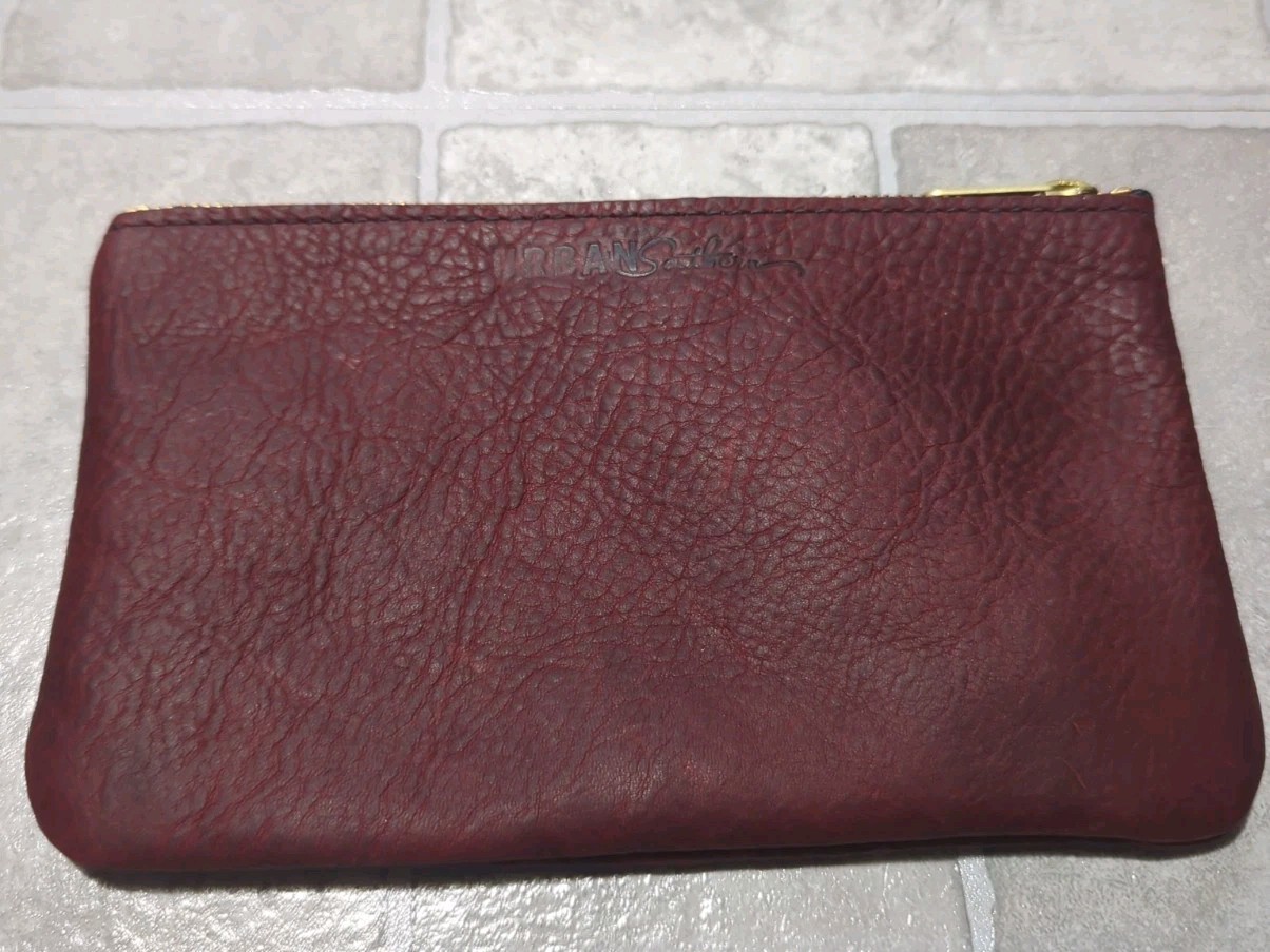 URBAN SOUTHERN Full Grain Leather Bag Zipper Pouch Rustic Brown 5″x9″