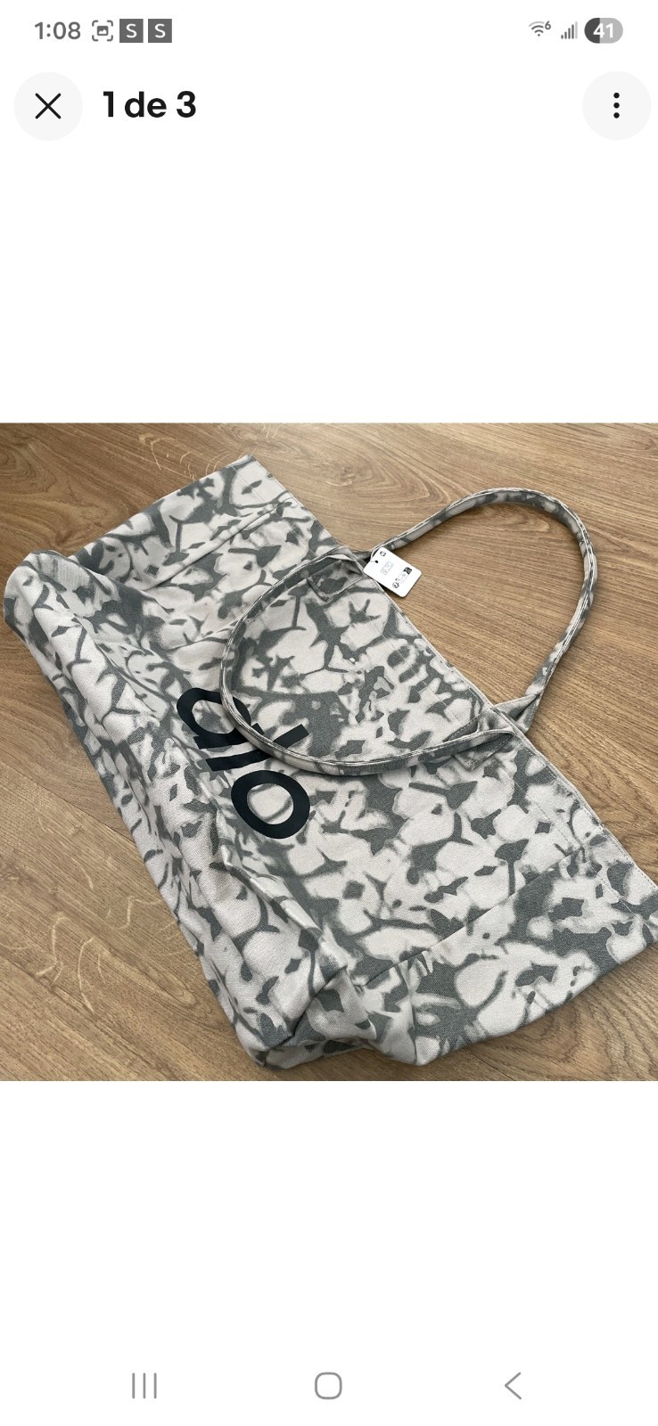 Alo Yoga Gray/White Tie Dye Large Tote Bag Logo Lightweight Open Top