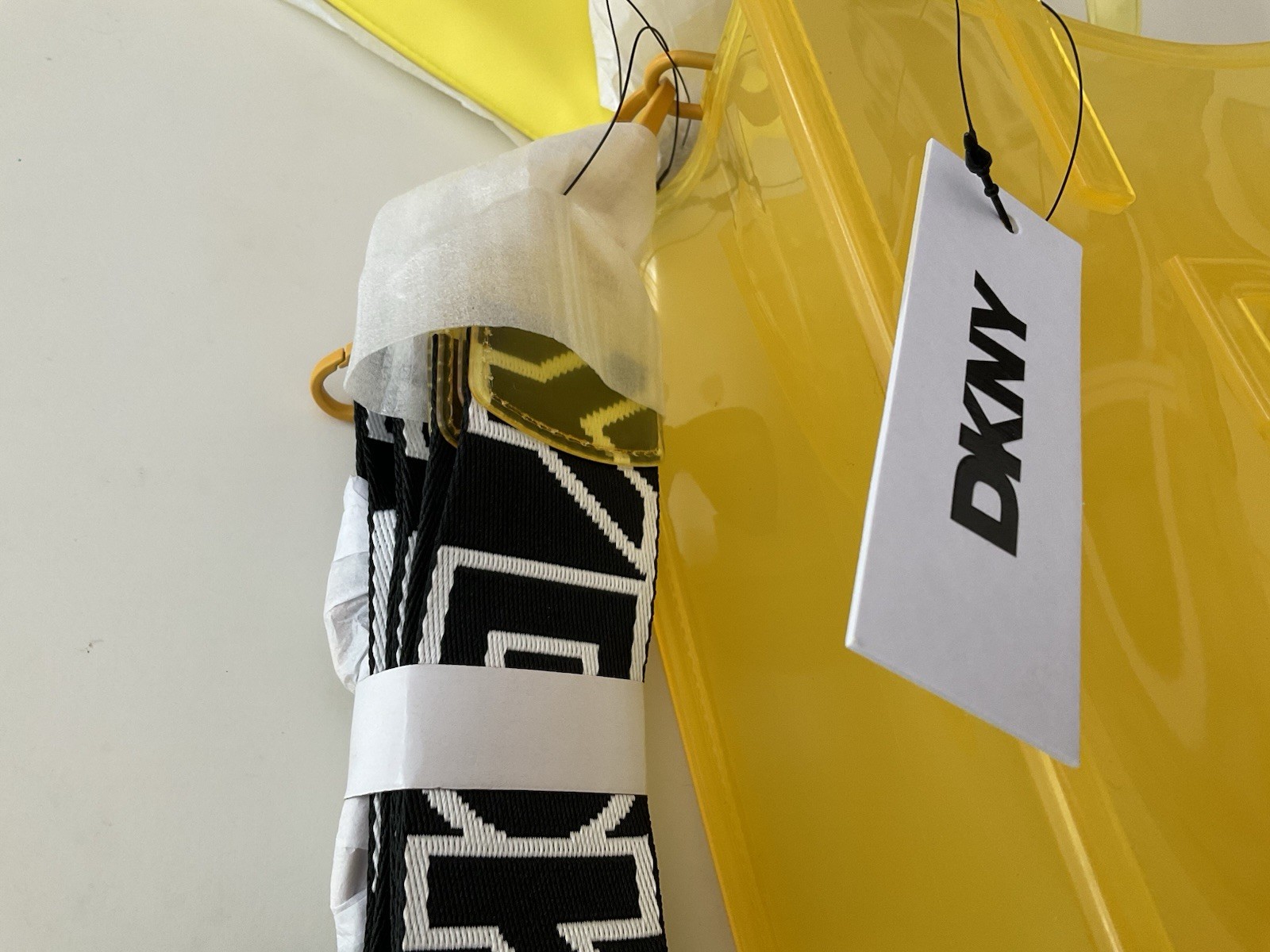NWT DKNY Jelly Bag Hadlee Small Tote Clear Daffodil Yellow See Through